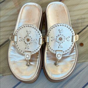 Jack Rogers Metallic Gold Slide Sandals